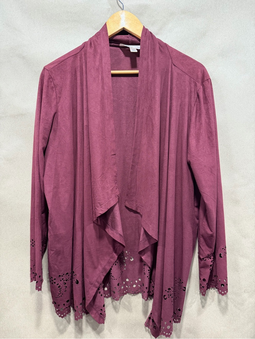 krazy kat Draped Open Front Cardigan - Plum